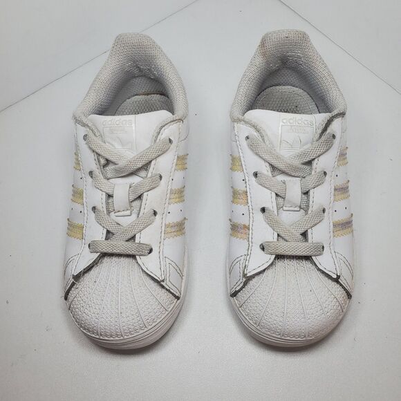 Adidas Grand Court 2.0 Shoes Kids Girls White Size 8 Halographic Detail Sport - Picture 5 of 9